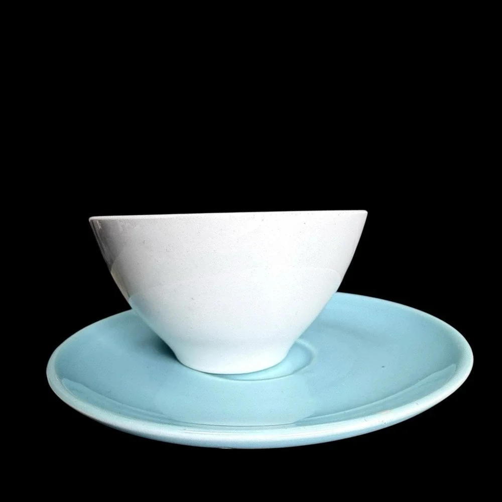 Steubenville Pottery Fairlane Cup & Saucer Coffee Cup‎ Teacup Pink Blue Floral